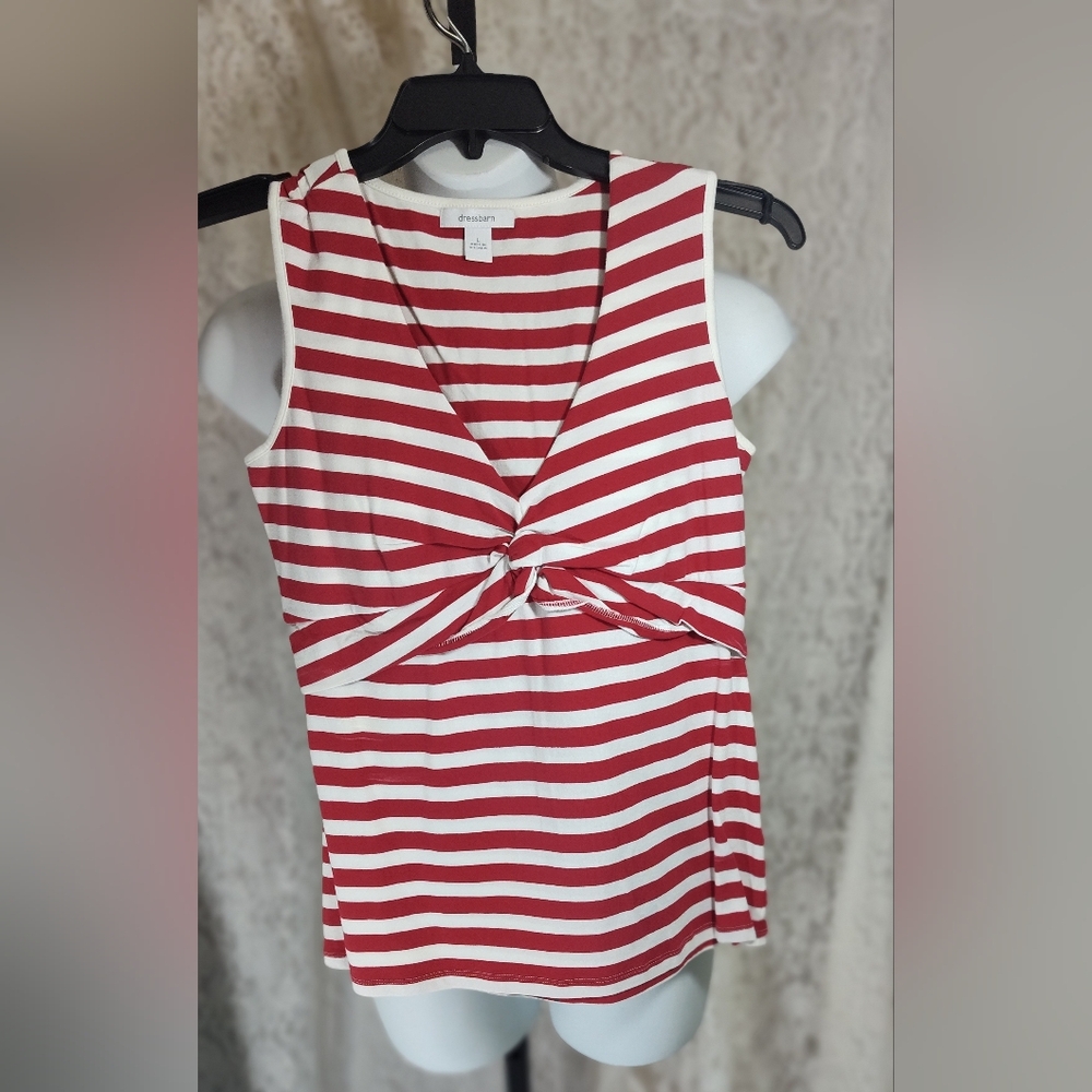 Dress Barn Sexy Red and White Wrap Front Tank Top NWOT
